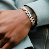 10mm Diamond Prong Link Bracelet in Two-Tone (White & Rose Gold)