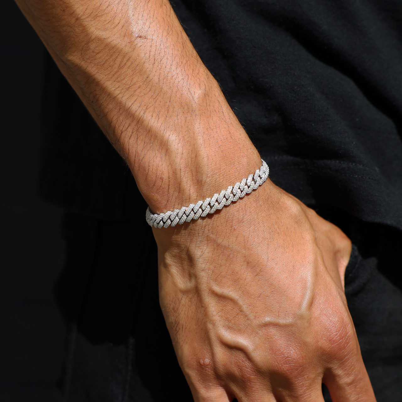 8mm Prong Cuban Link Bracelet (White Gold)