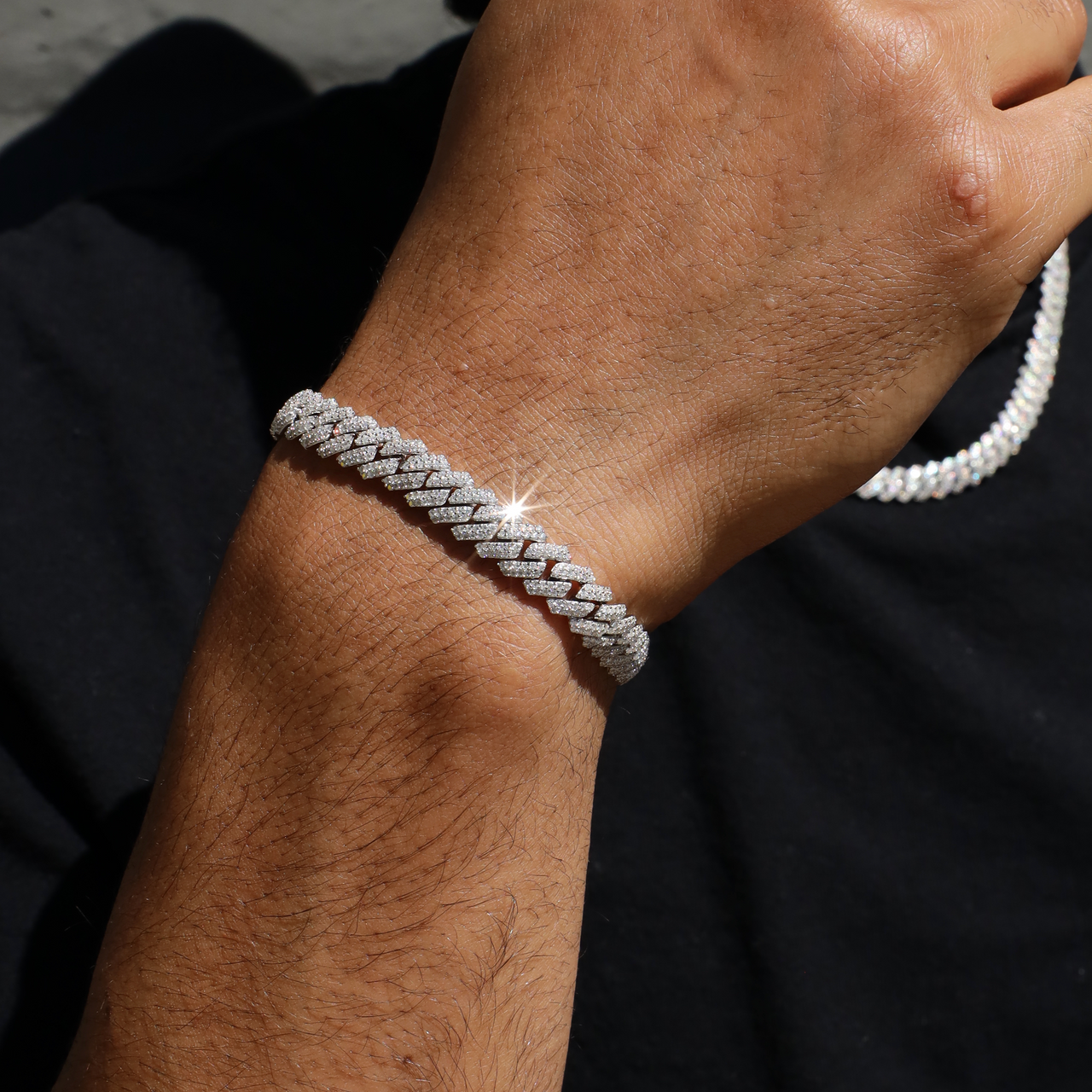 8mm Prong Cuban Link Bracelet (White Gold)