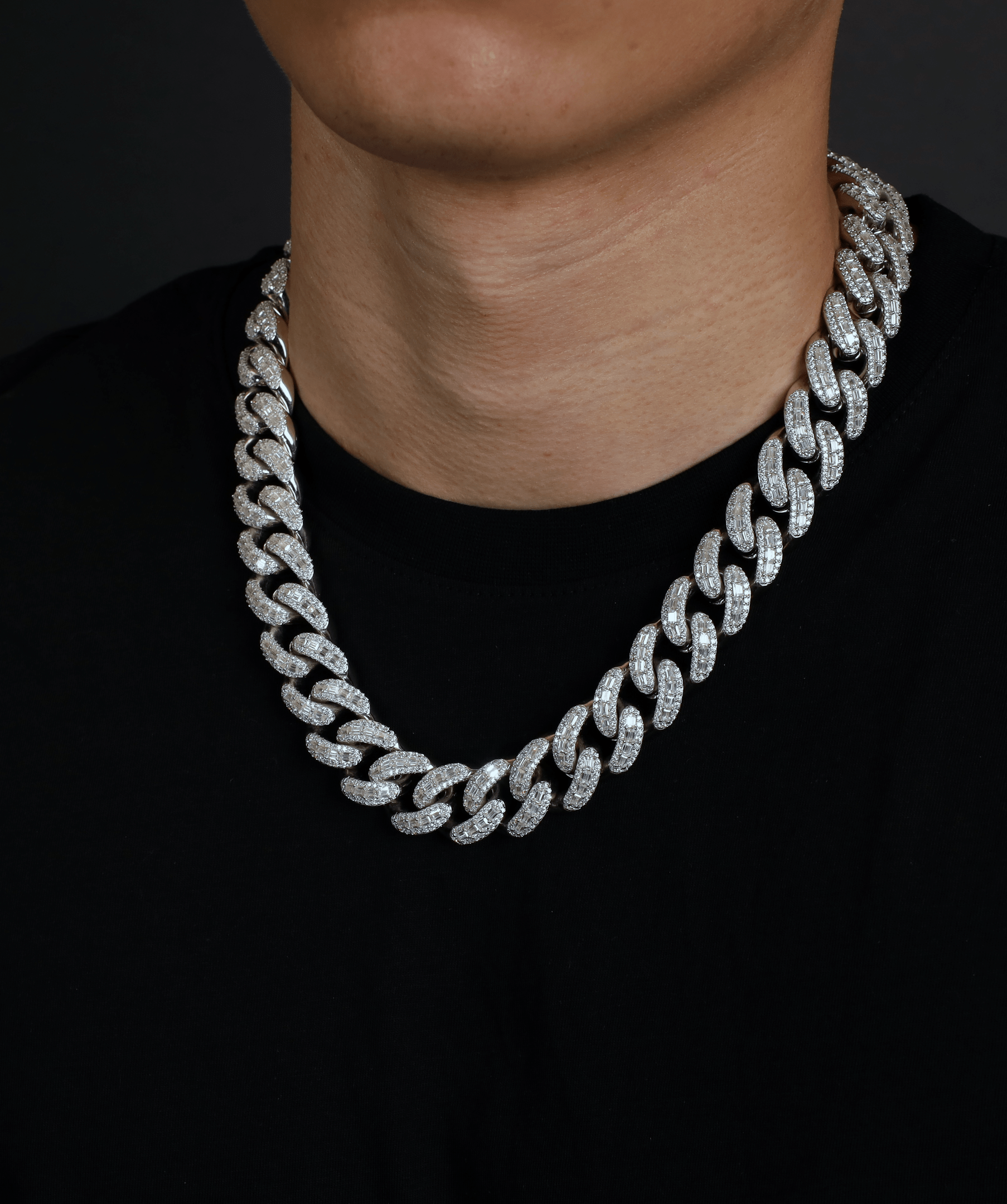 Emerald Cut Link Chain, 20mm Emerald-Cut Cuban Link Chain (Silver)