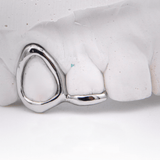 ICED London dental model featuring a silver dental crown/bridge on two adjacent teeth.