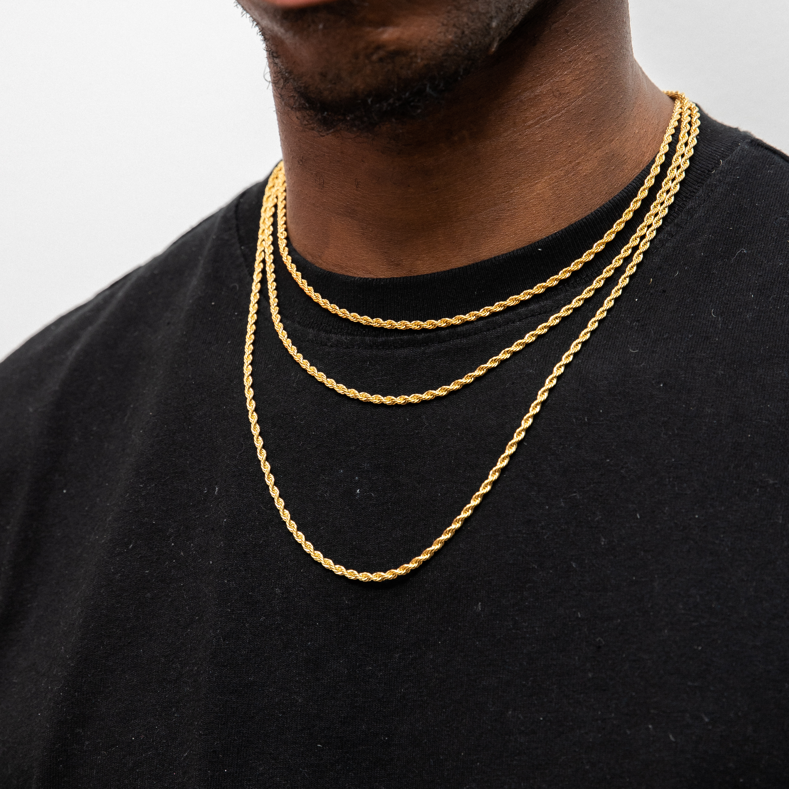 3mm Rope Chain in Yellow Gold