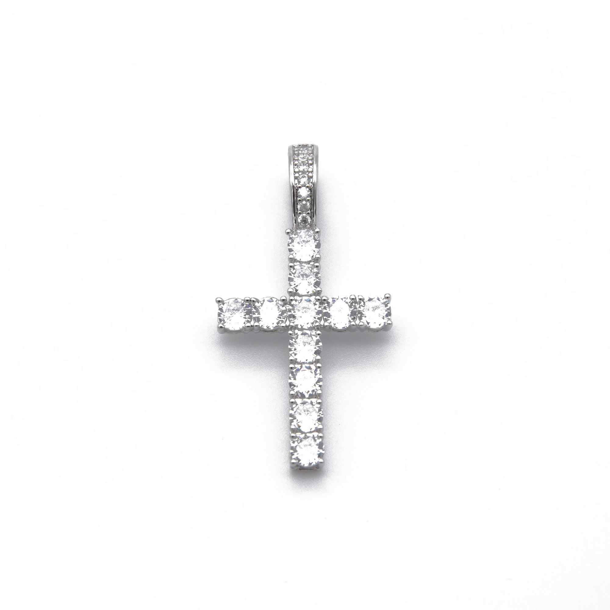 Diamond Cross Pendant in White Gold