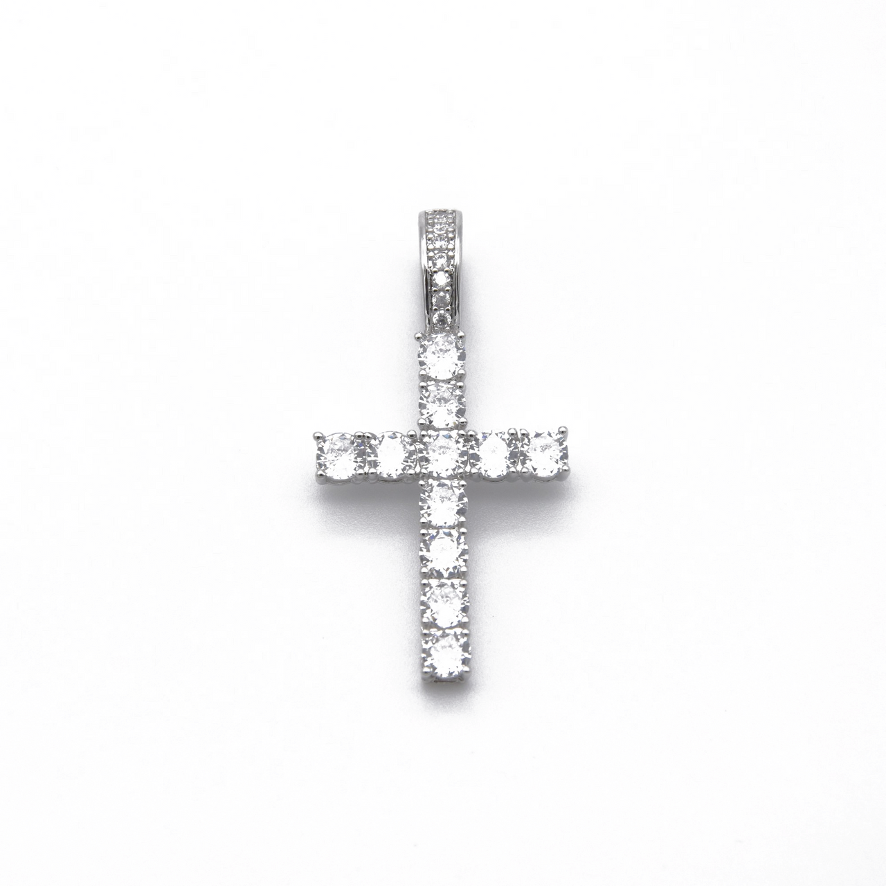 Diamond Cross Pendant in White Gold