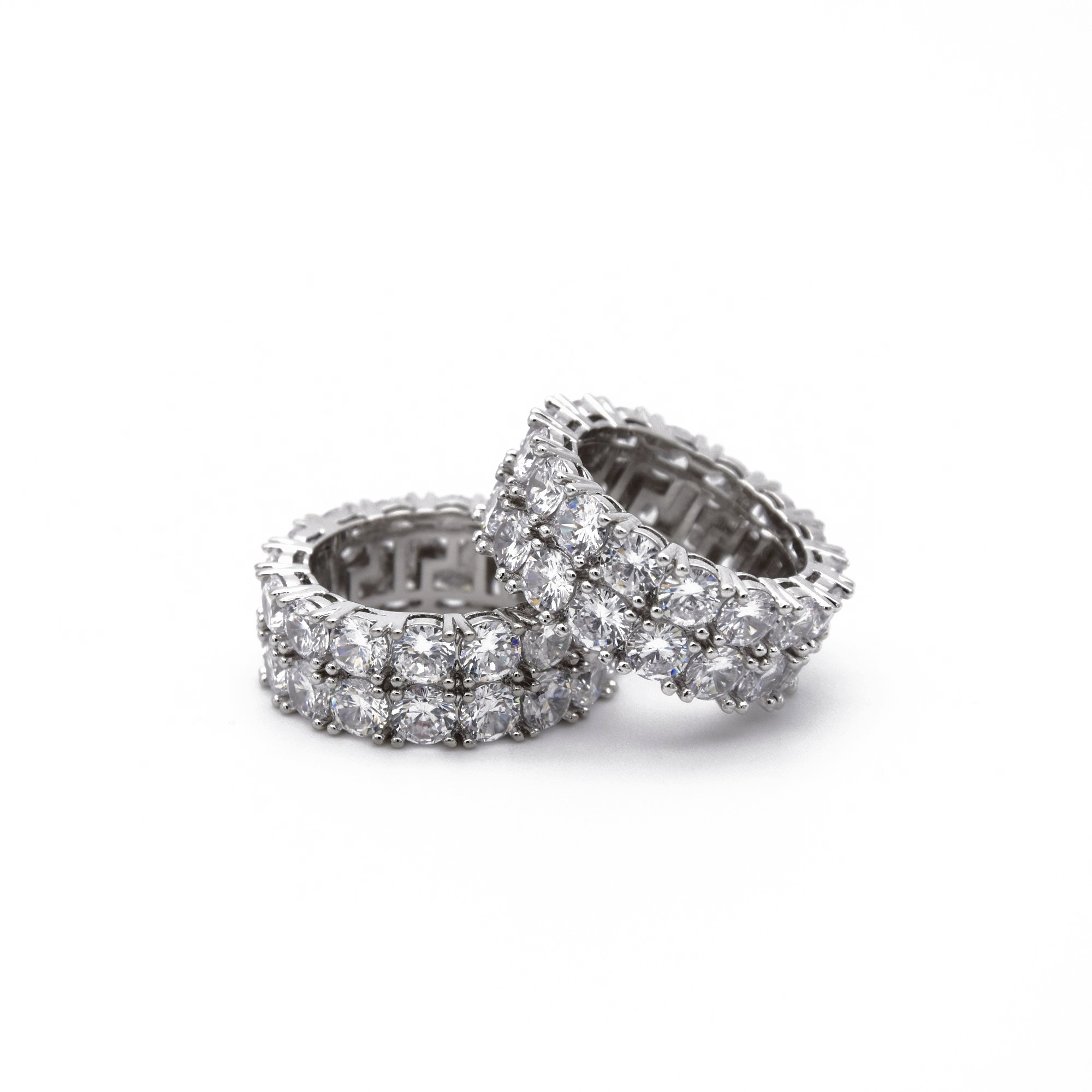 Double-Row Diamond Band Ring in White Gold