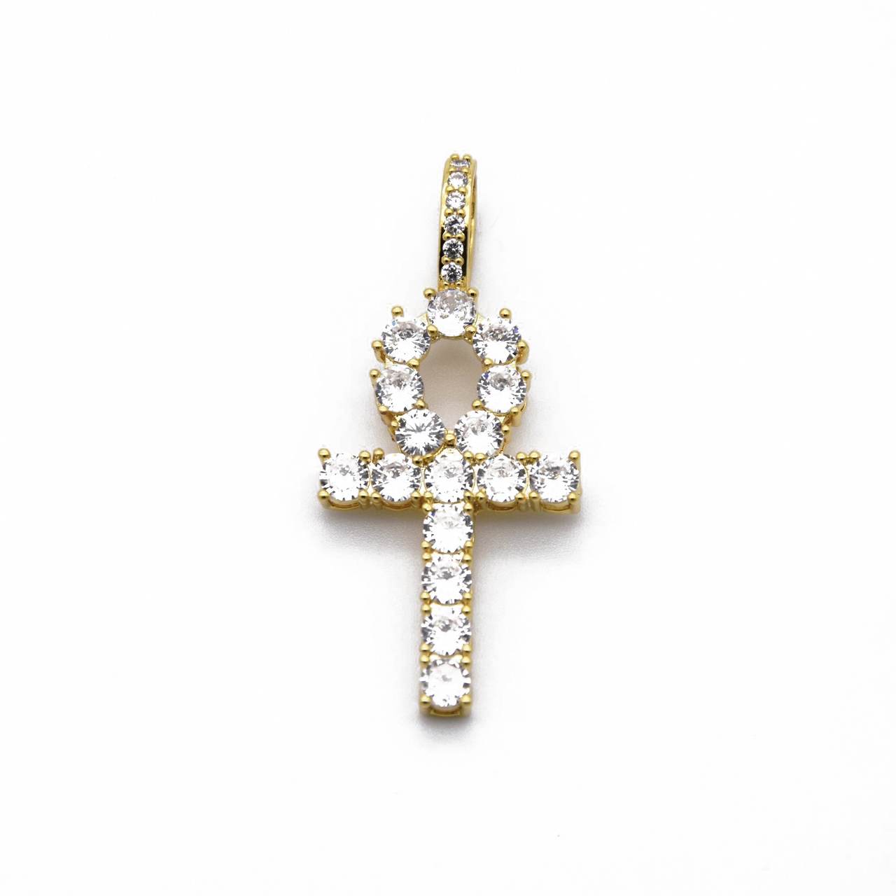 Diamond Ankh Cross Pendant in Yellow Gold