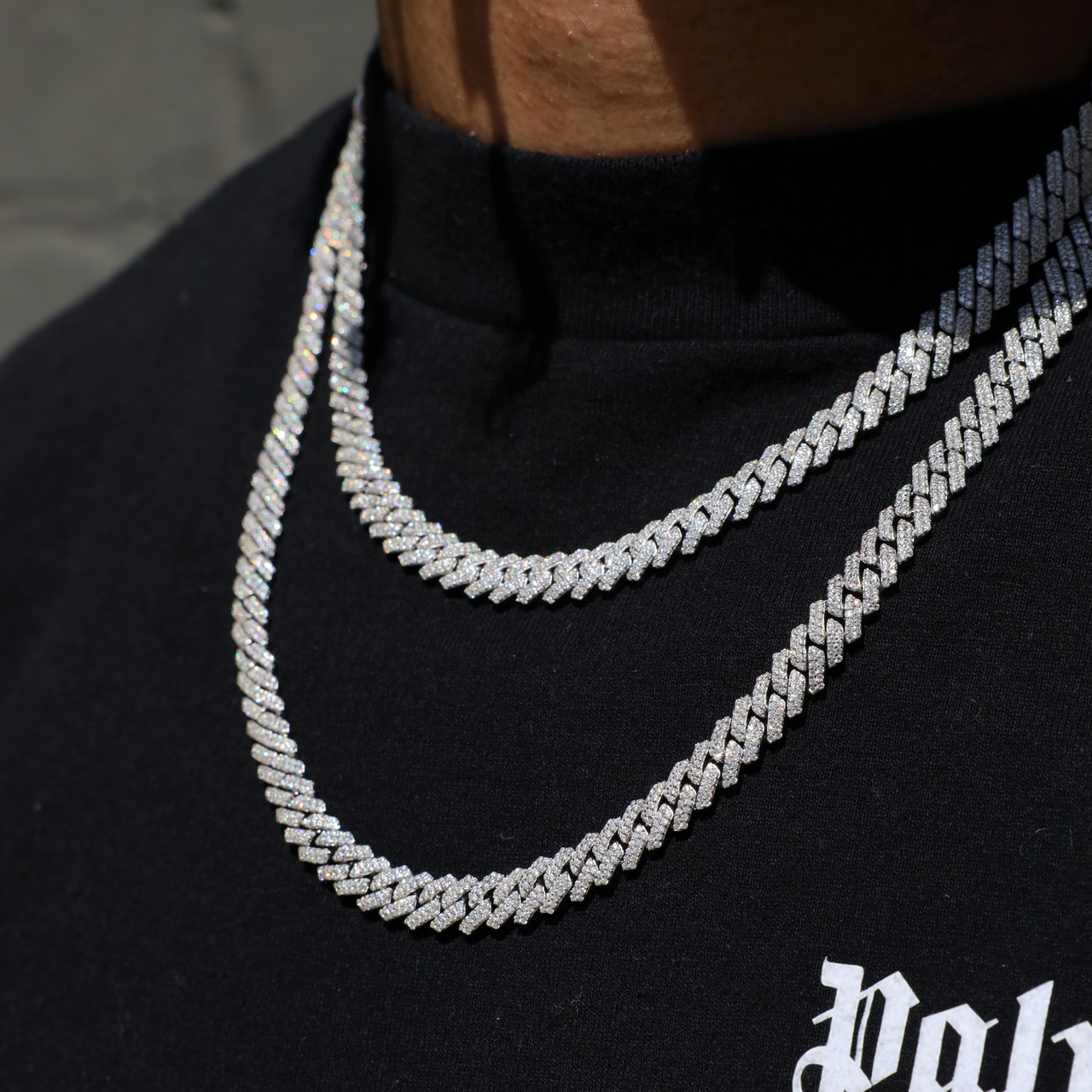 8mm Prong Cuban Link Chain (White Gold)