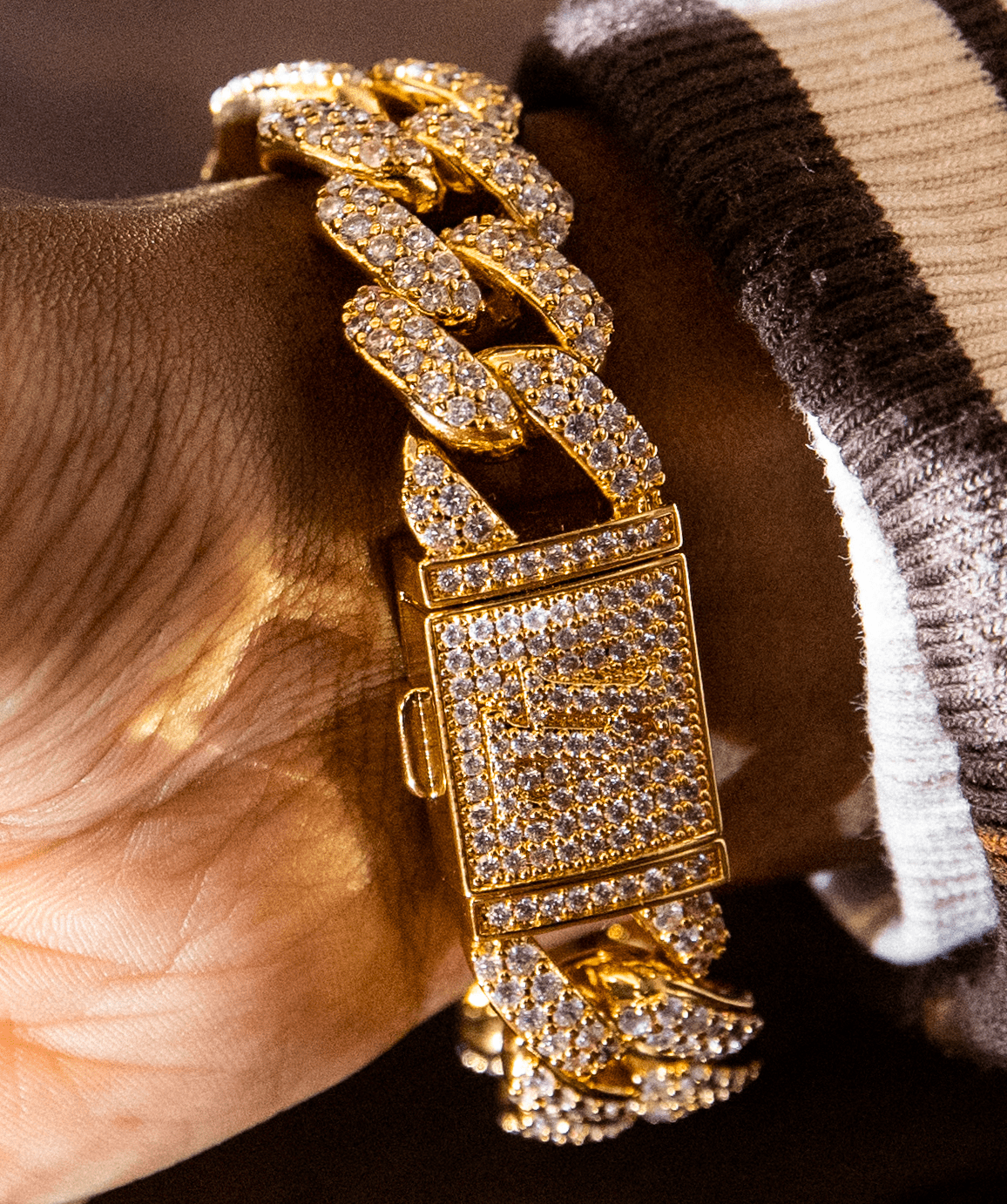 Cuban Link Bracelet, 18mm Iced Cuban Link Bracelet