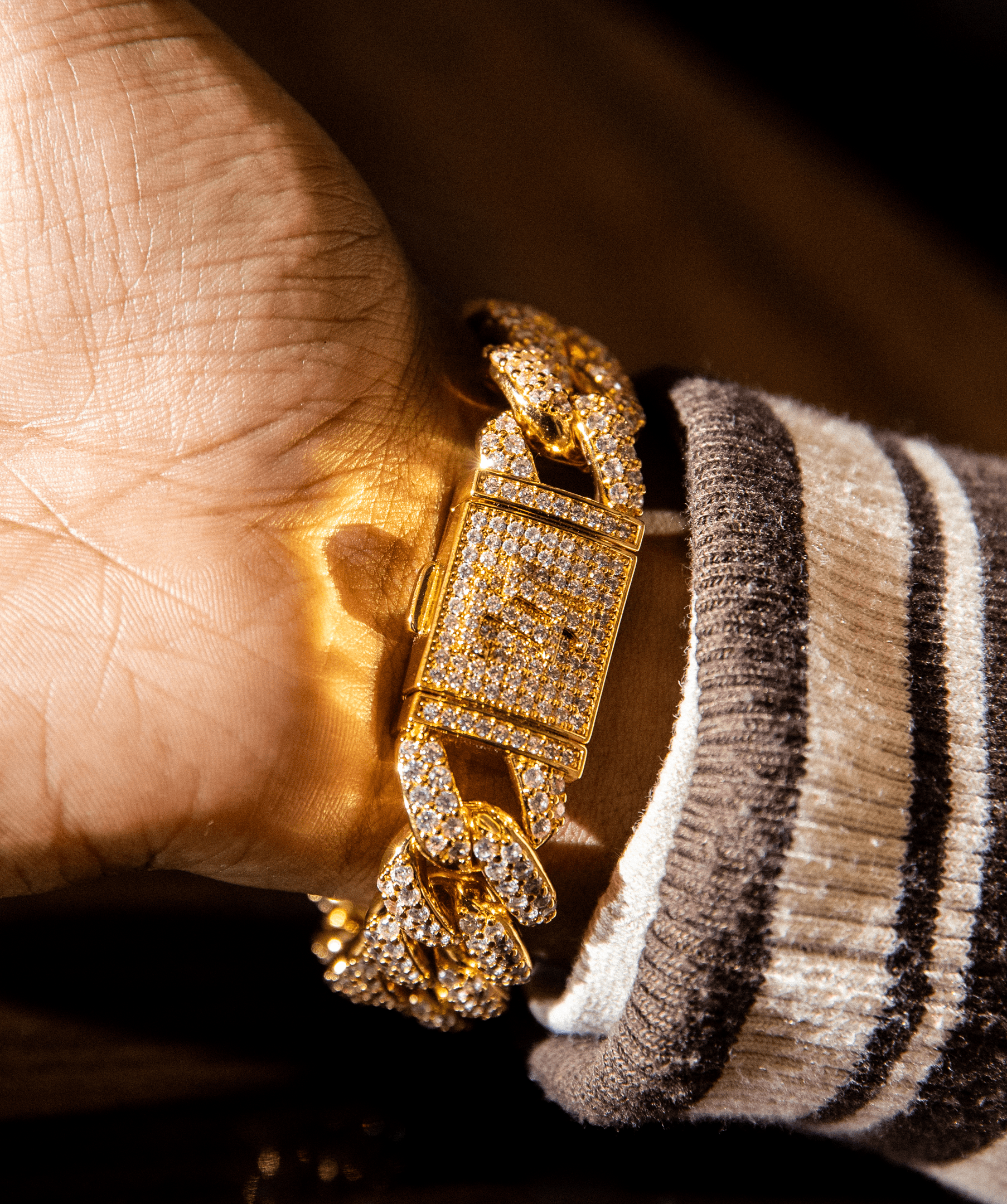 Cuban Link Bracelet, 18mm Iced Cuban Link Bracelet