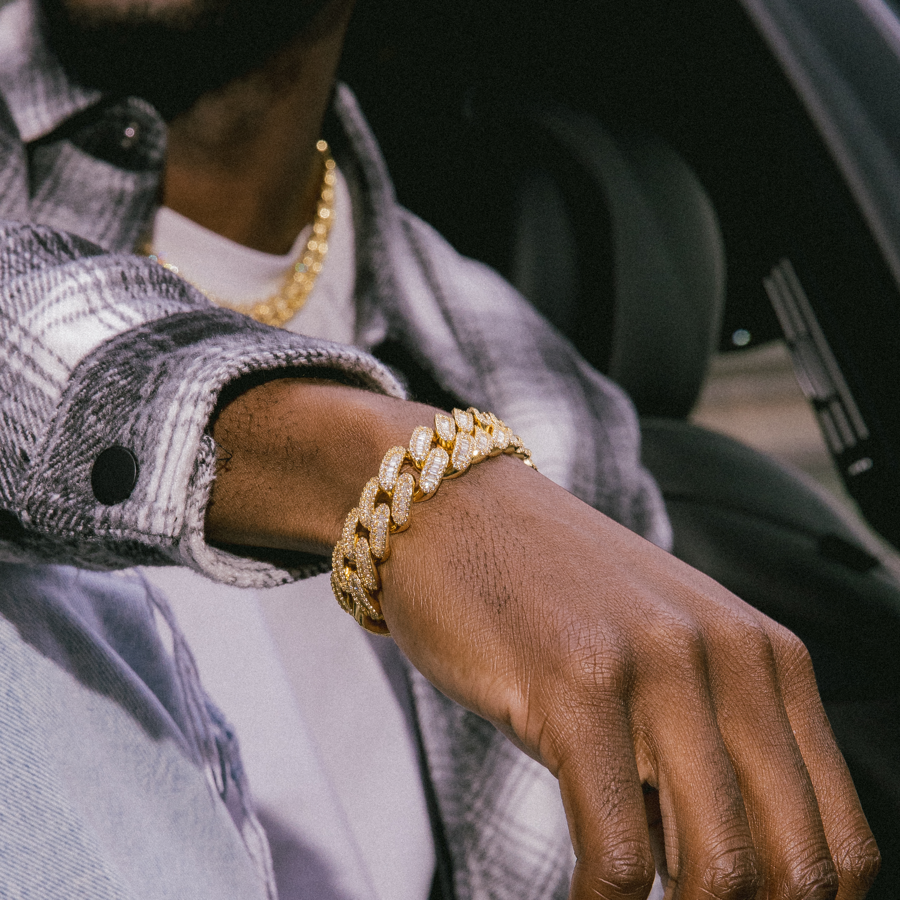 15mm Baguette Cuban Link Bracelet