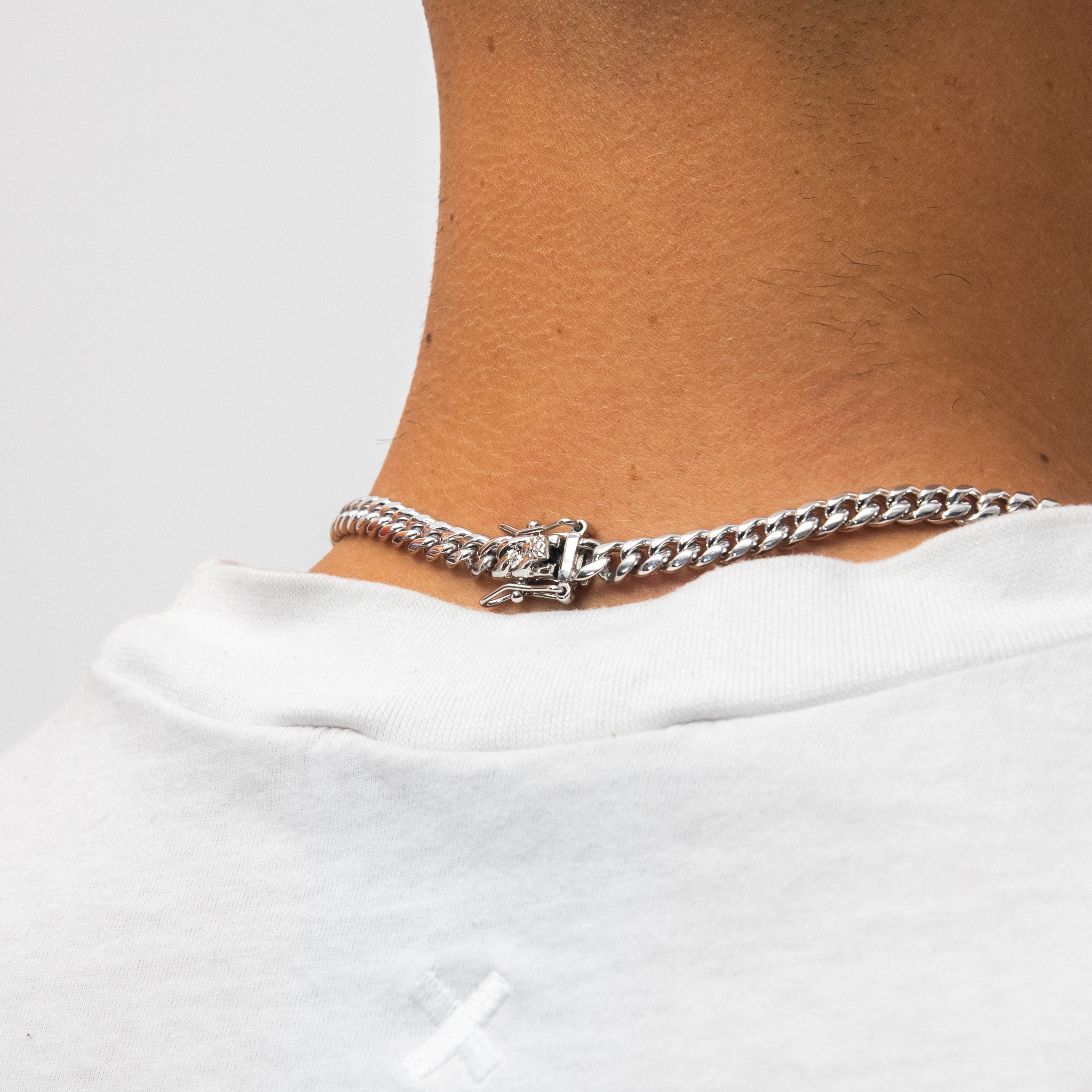 6mm Cuban Link Chain in White Gold