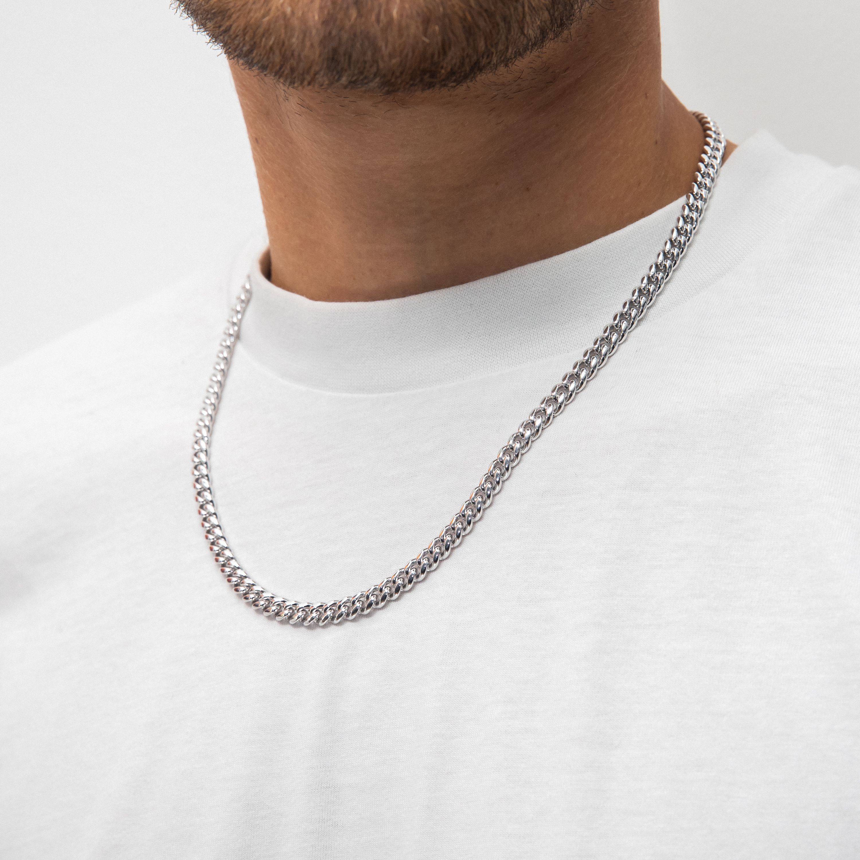 6mm Cuban Link Chain in White Gold