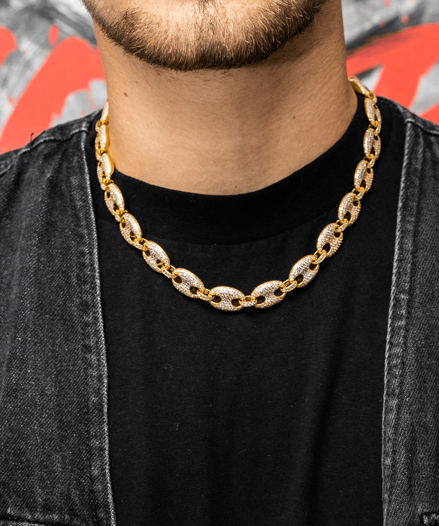 Gold Link Necklace, 12mm Diamond Mariner Link Necklace