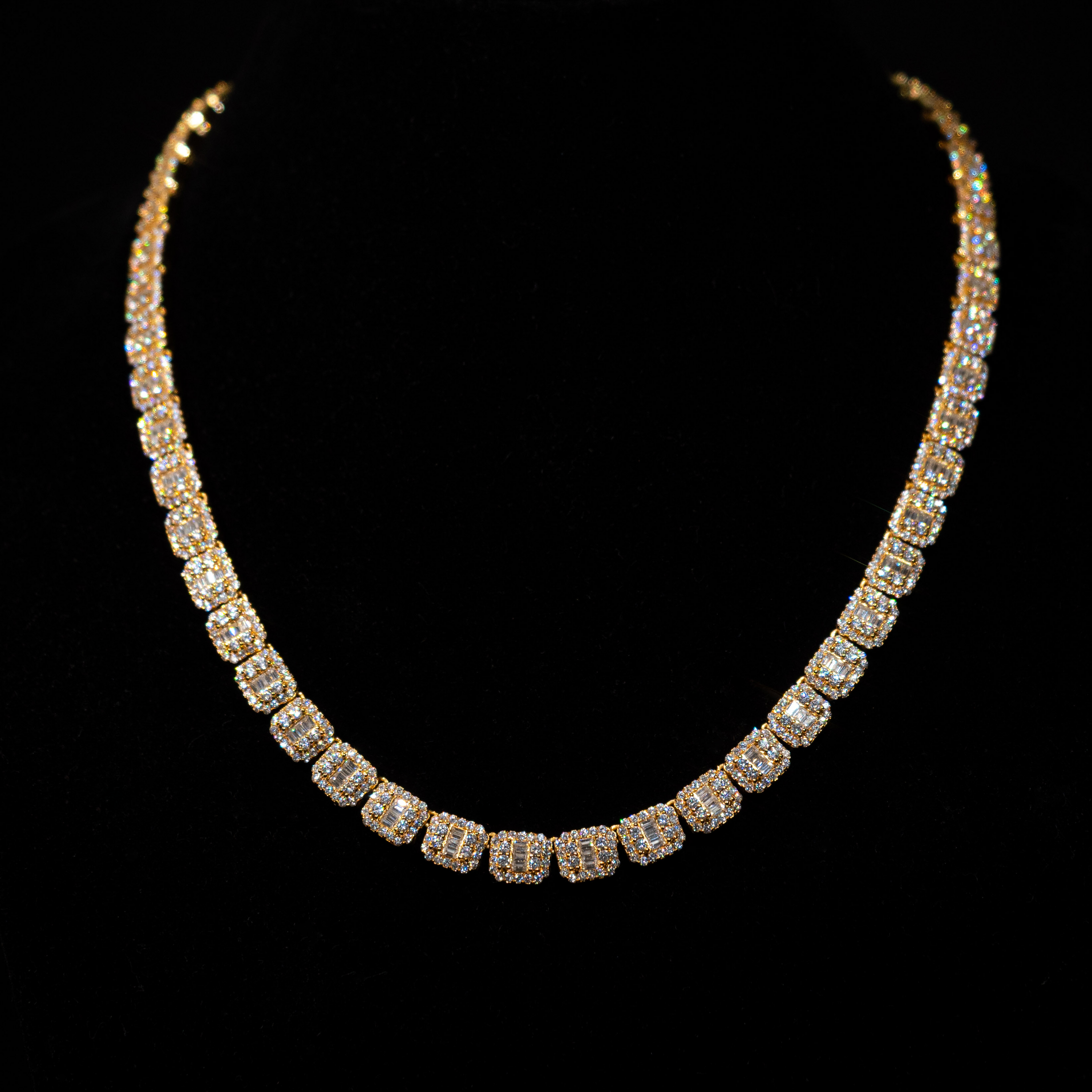 Baguette Square Link Necklace (Gold)