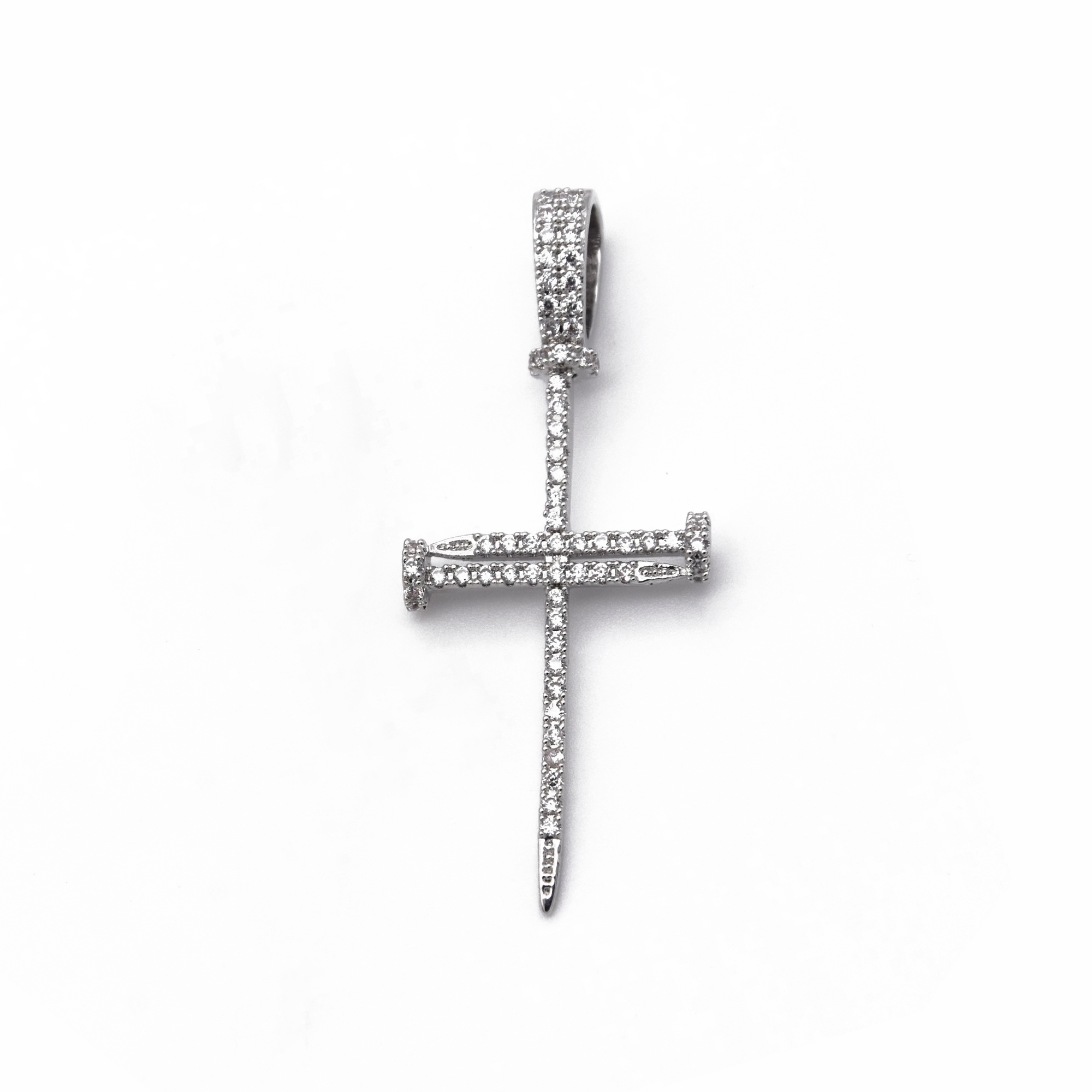 Nail Cross Pendant in White Gold