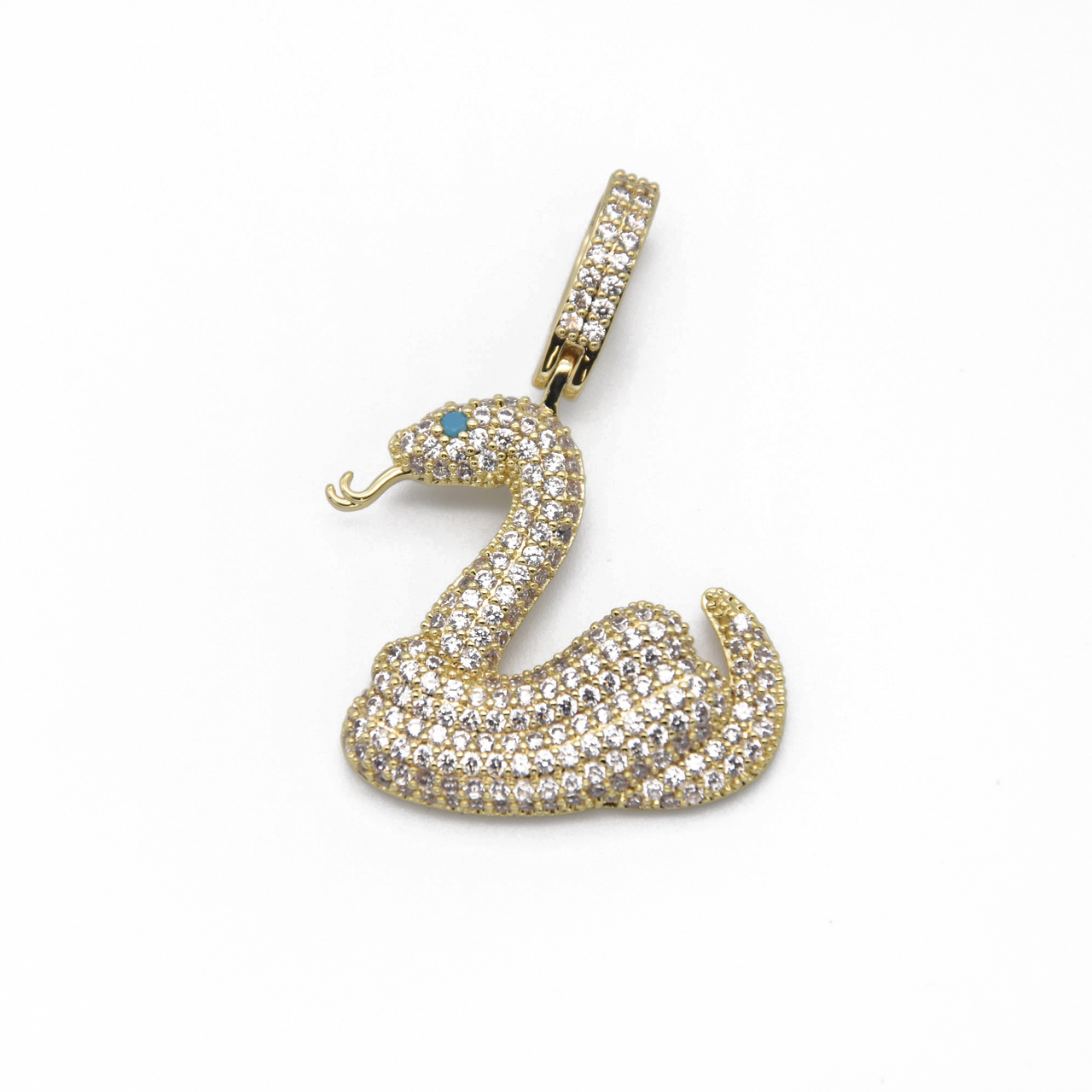 Iced Snake Pendant in Yellow Gold