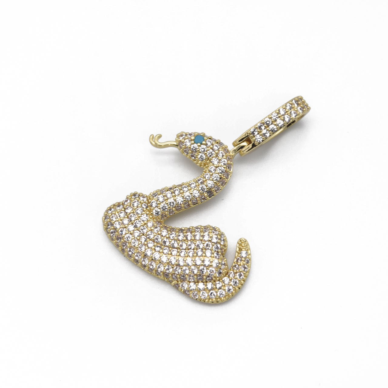 Iced Snake Pendant in Yellow Gold