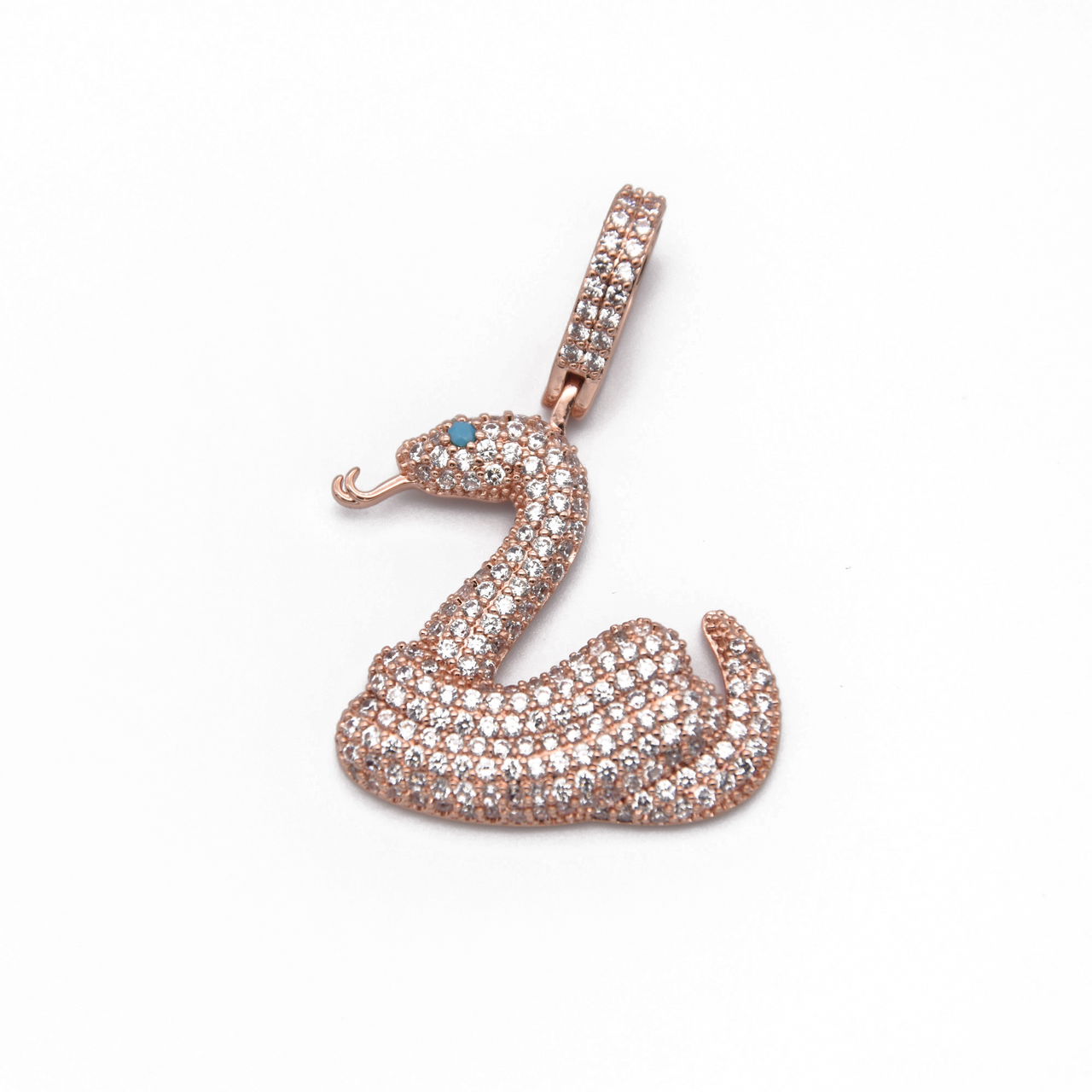 Iced Snake Pendant in Rose Gold