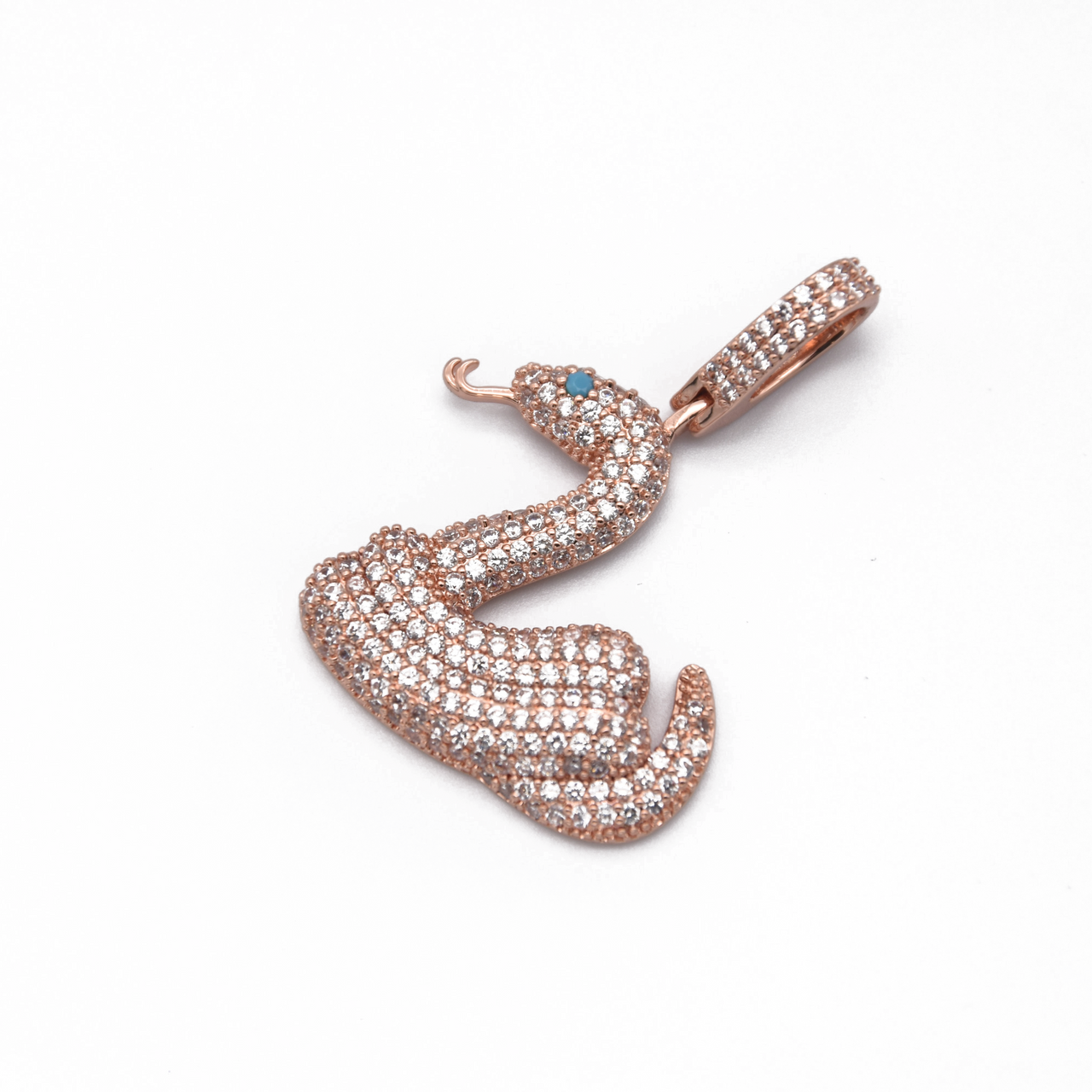 Iced Snake Pendant in Rose Gold