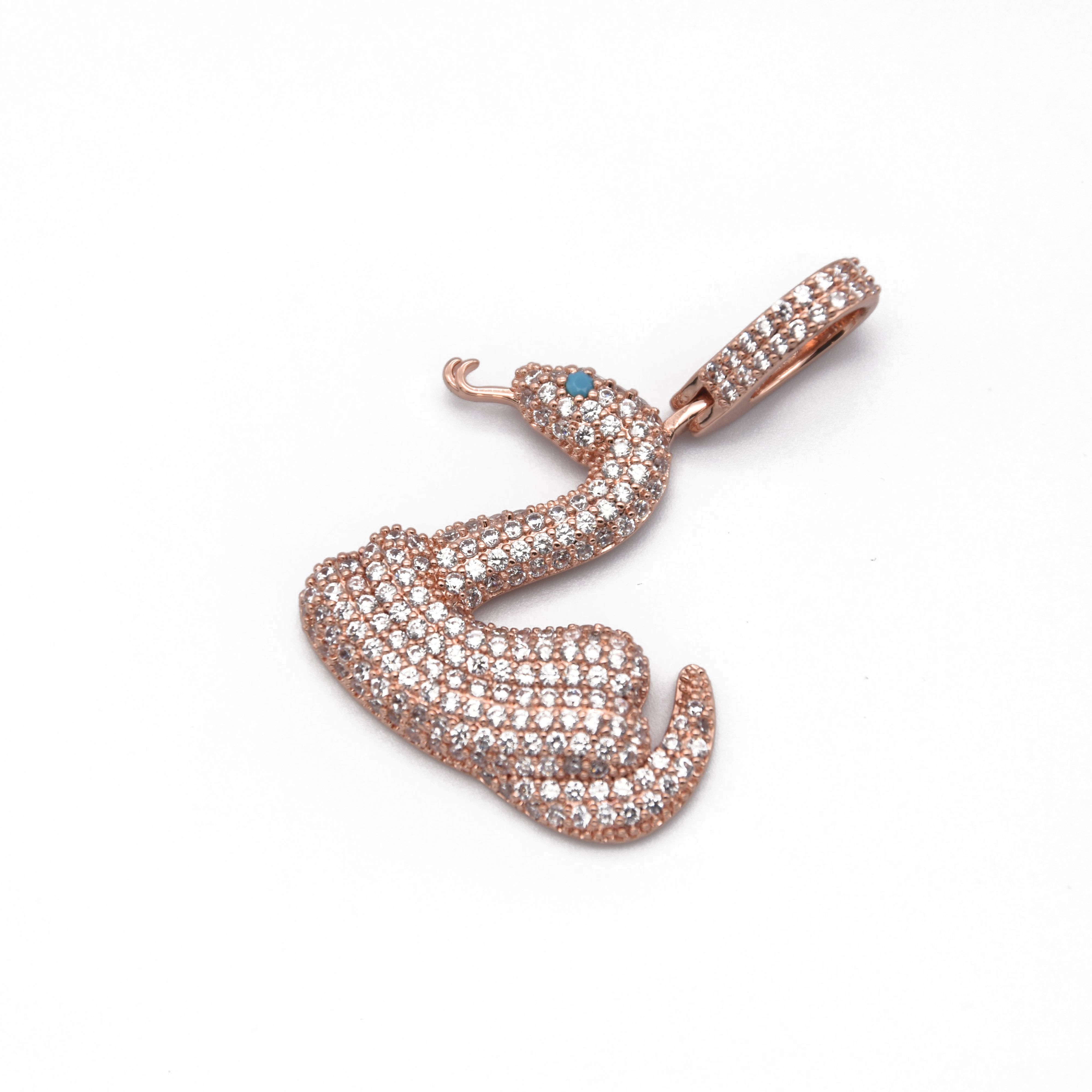 Iced Snake Pendant in Rose Gold