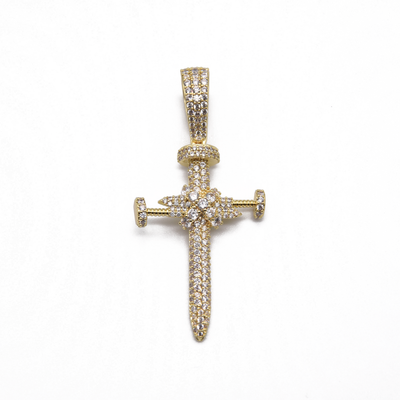 Nail Cross Pendant V2 in Yellow Gold