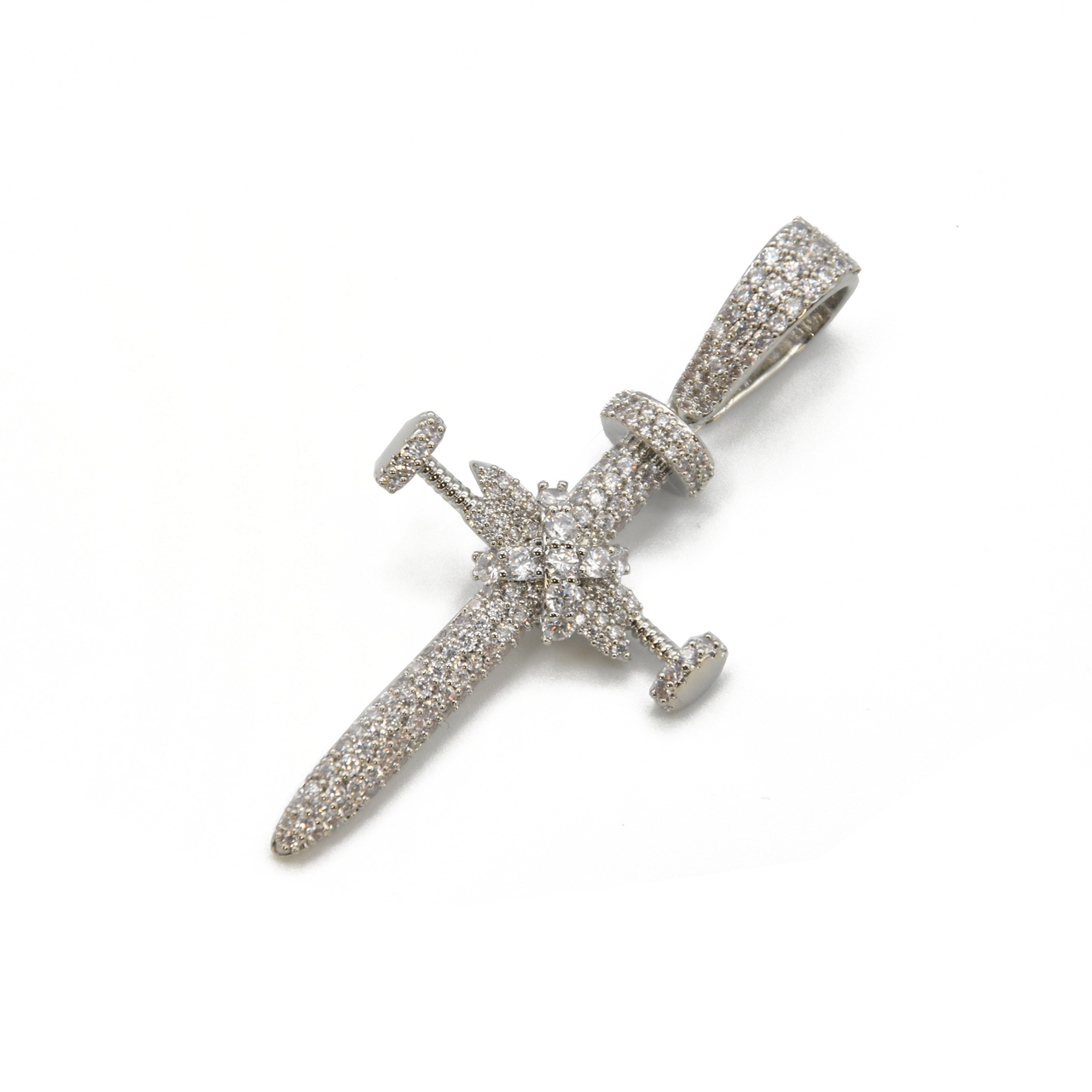 Nail Cross Pendant V2 in White Gold