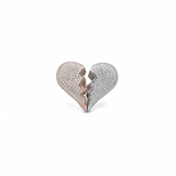 Two-Tone Diamond Broken Heart Ring