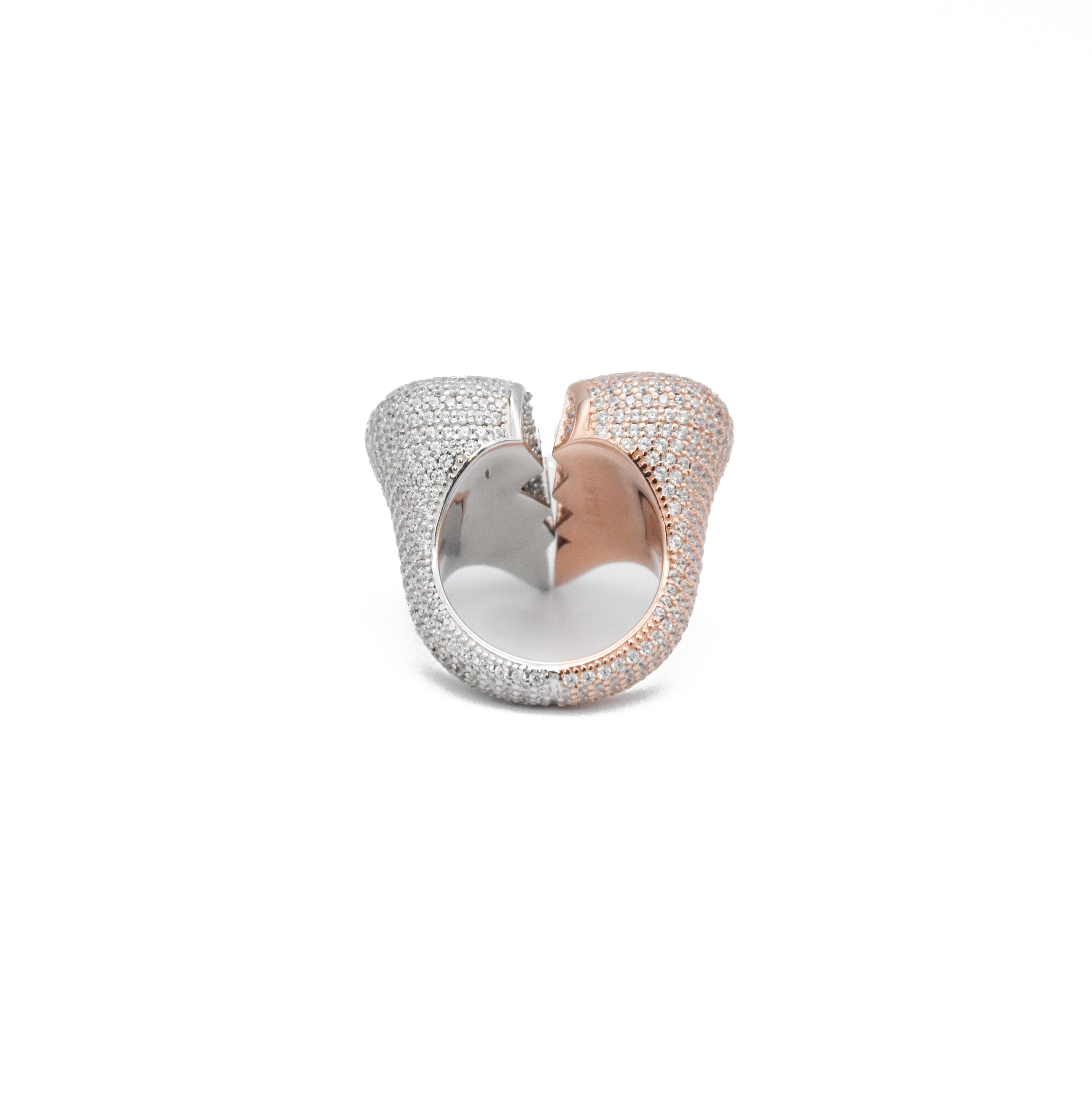 Two-Tone Diamond Broken Heart Ring