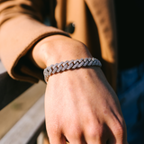 10mm Diamond Prong Link Bracelet in White Gold