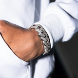 19mm Diamond Prong Link Bracelet in White Gold