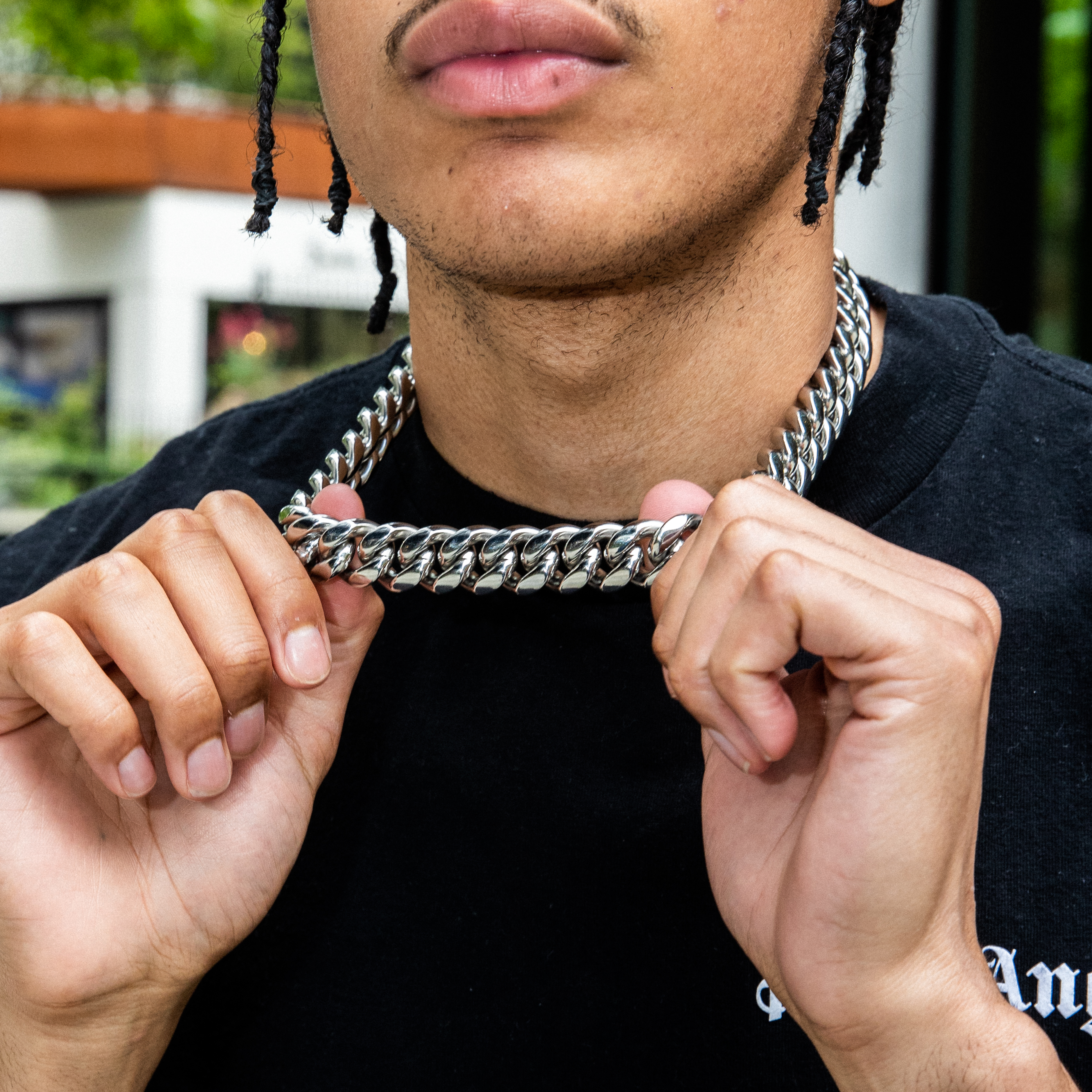 18mm Miami Cuban Link Chain in White Gold