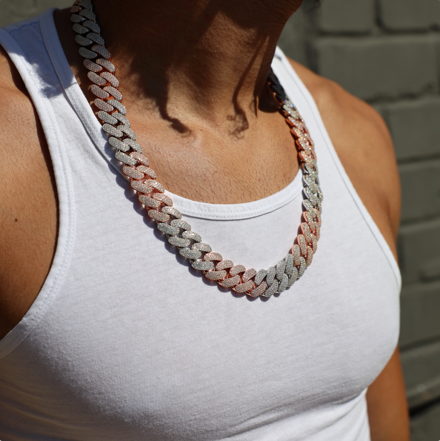 Two-Tone Link Chain, 18mm Miami Cuban Link Chain (Two-Tone)