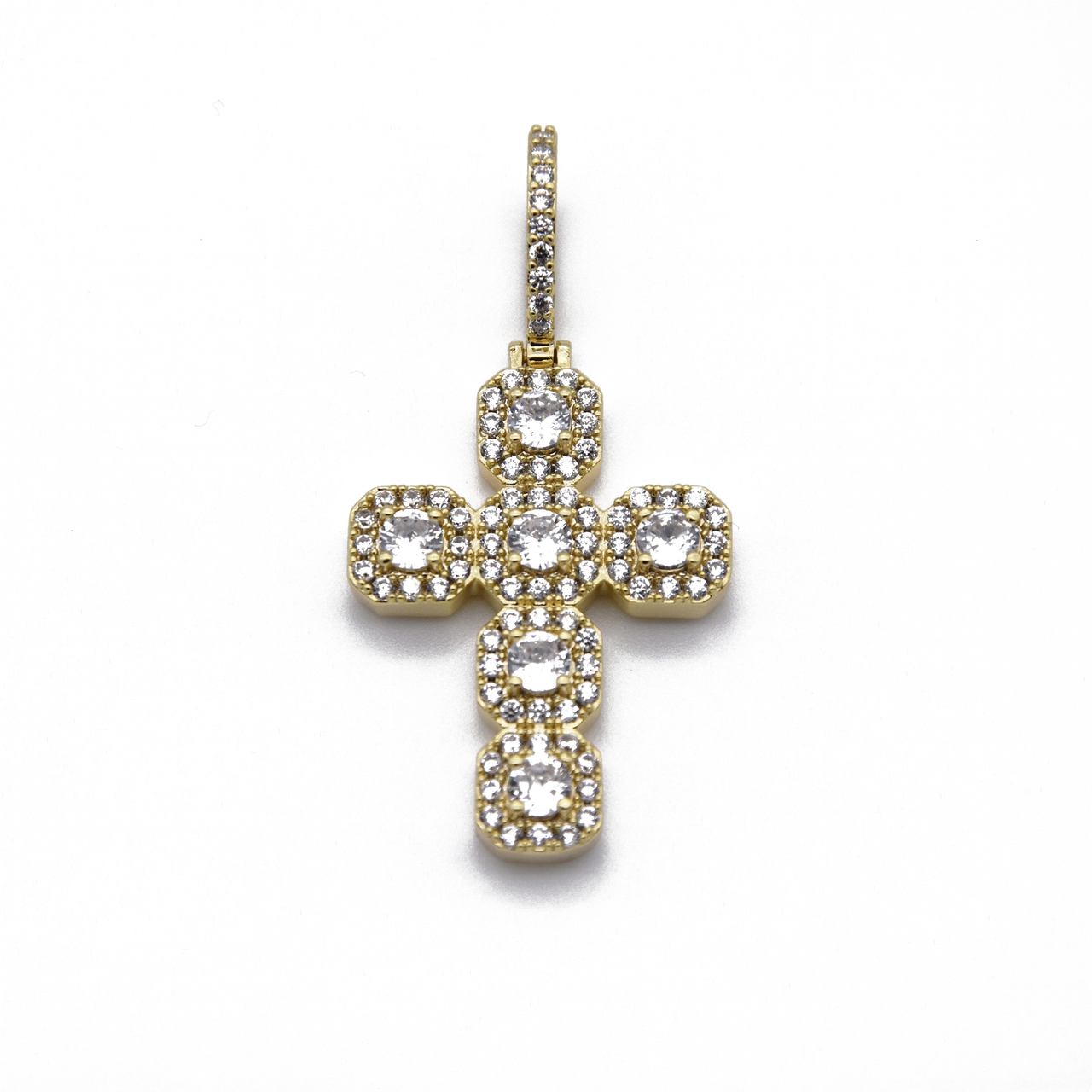 Clustered Cross Pendant in Yellow Gold