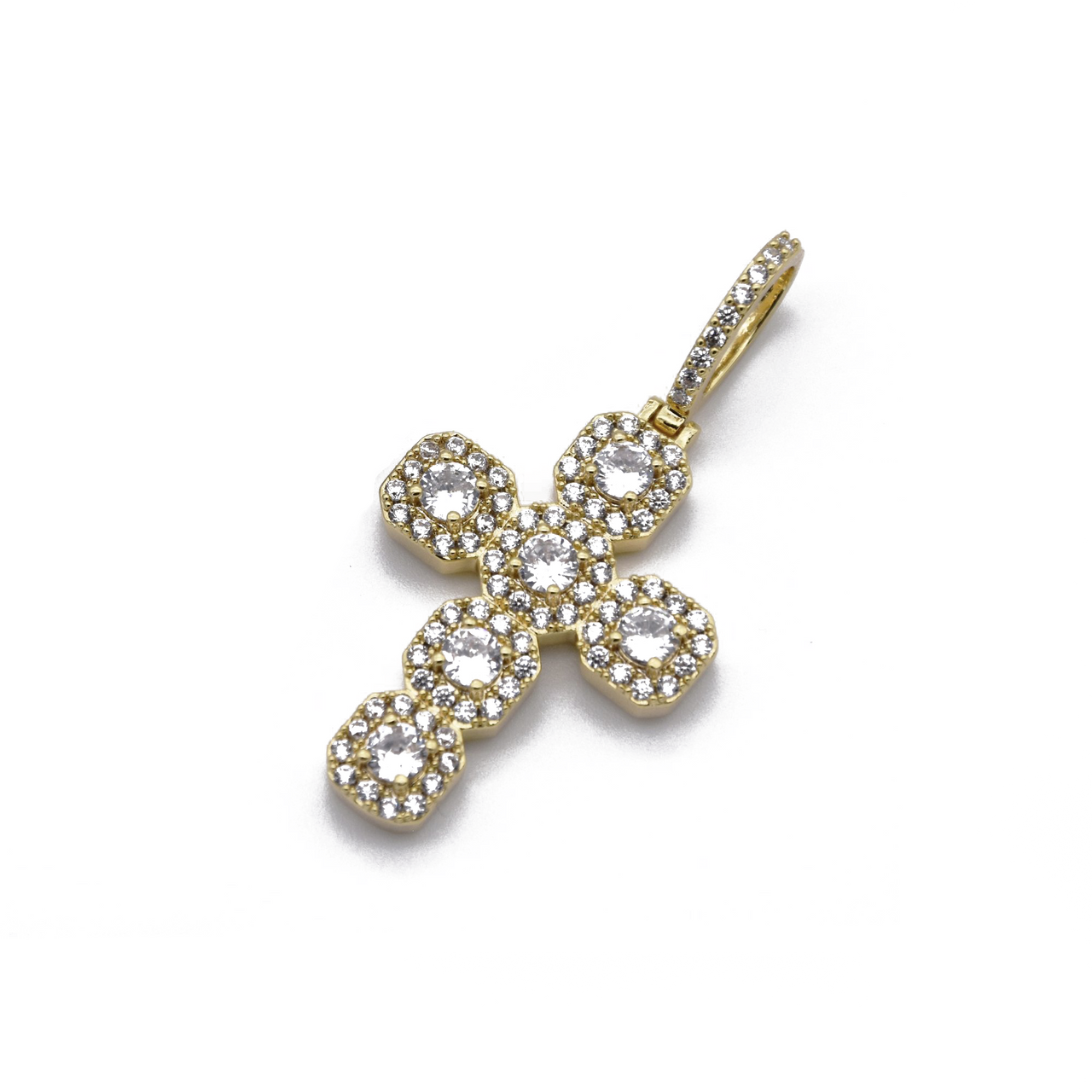 Clustered Cross Pendant in Yellow Gold