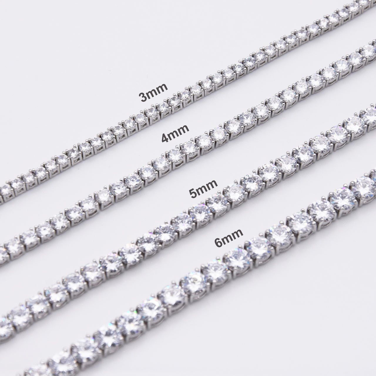 3mm Round-Cut Tennis Necklace in White Gold