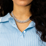 12mm Iced Cuban Link Necklace in White Gold